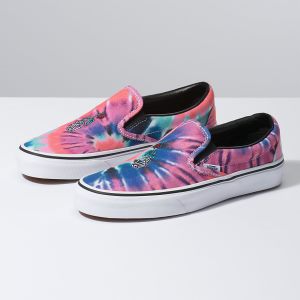 Vans Bayan Kaykay Ayakkabısı Tie Dye Slip-On Renkli/Beyaz | 71554-139